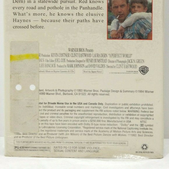 A Perfect World (VHS, 1994) 4940E1M - Picture 6 of 10